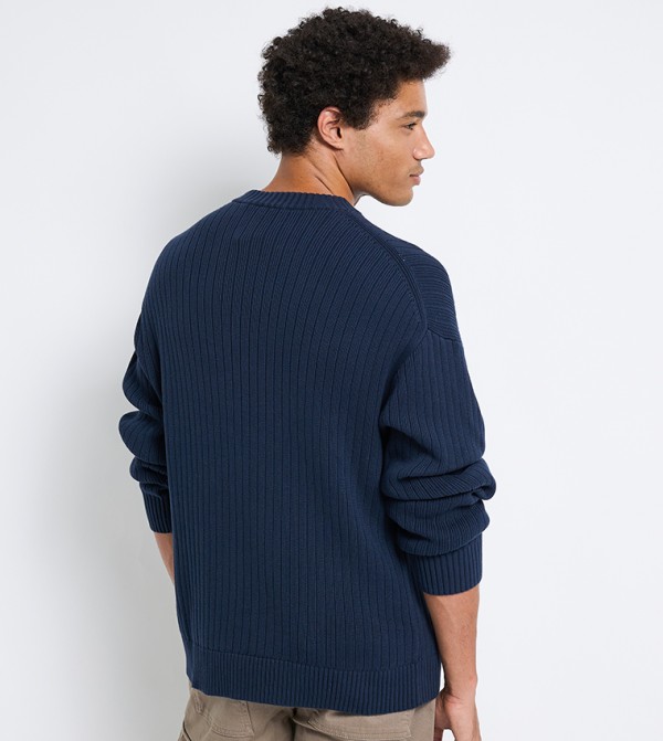 كالفين كلاين  - كحلي Round Neck Sweaters