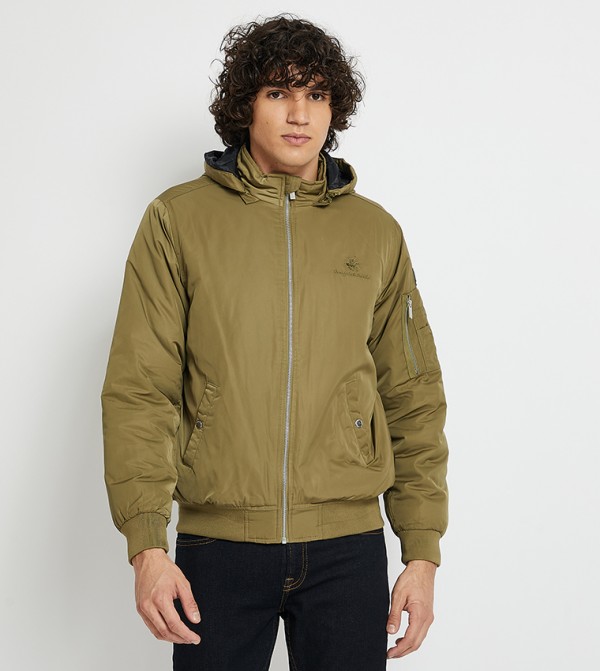 Beverly Hills Polo Club  Clothing - Olive Biker & Bomber Jackets