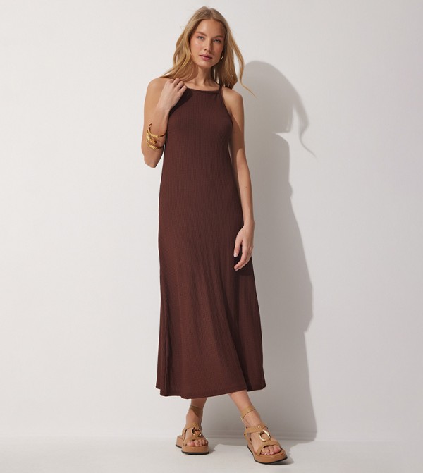 هابينس إسطنبول - أوتليت هابينس اسطنبول - بني  Midi Dresses