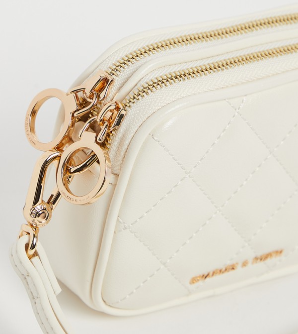Charles & Keith  Cosmetic Bags - Cream Cosmetic Organizers