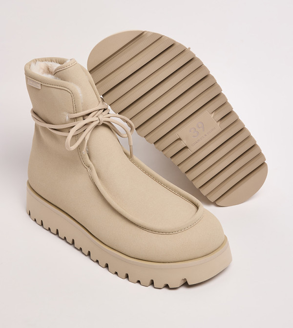 Charles & Keith  Boots - Beige Ankle length Boots