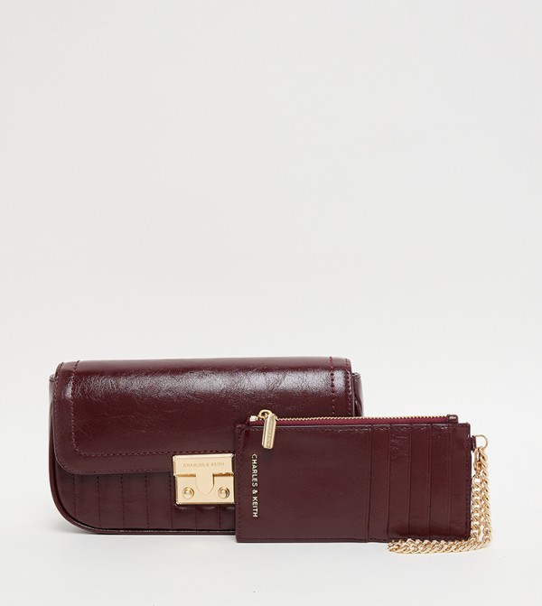 Charles & Keith  Crossbody Bags - Burgundy Cross Body Bags