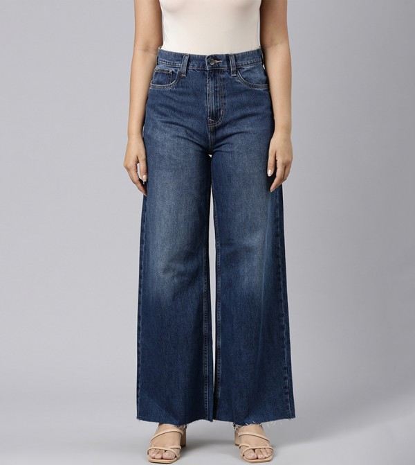 Go Colors Go Colors - Navy Wide Leg Jeans