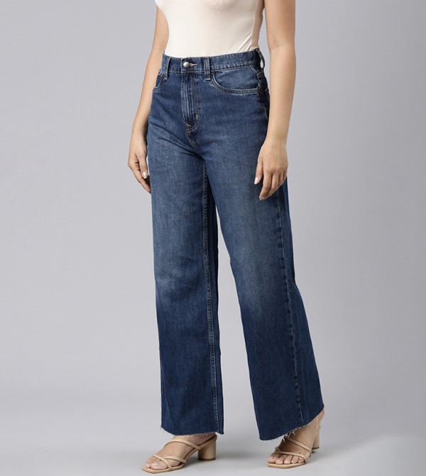 Go Colors Go Colors - Navy Wide Leg Jeans