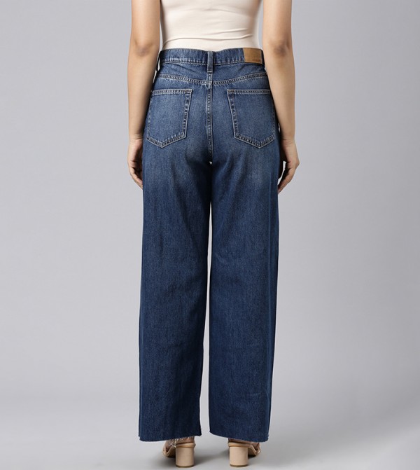 Go Colors Go Colors - Navy Wide Leg Jeans