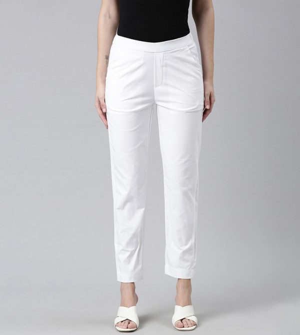 Go Colors  Formal Pants - White Formal Pants