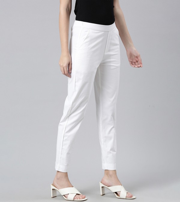 Go Colors  Formal Pants - White Formal Pants