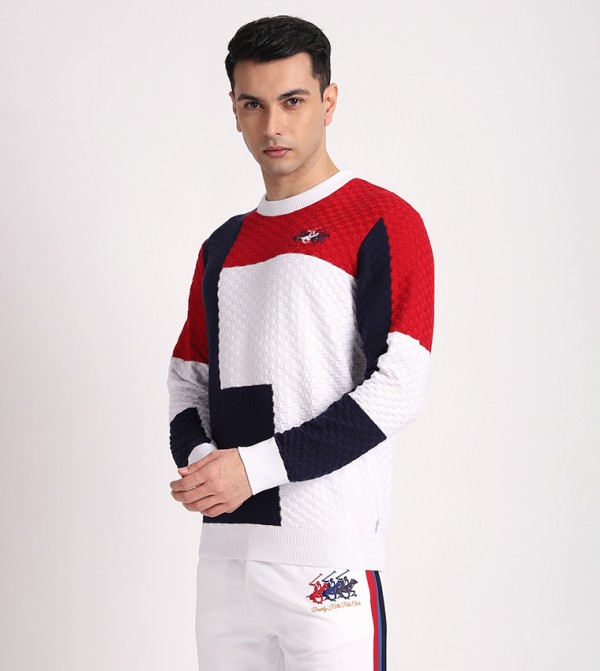 Beverly Hills Polo Club Beverly Hills Polo Club - White Round Neck Sweaters