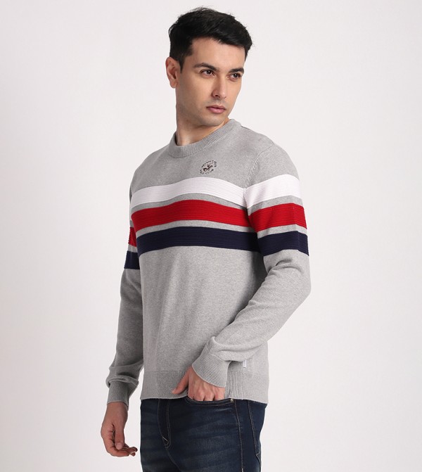 بيفرلي هيلز بولو كلوب  - رمادي Round Neck Sweaters