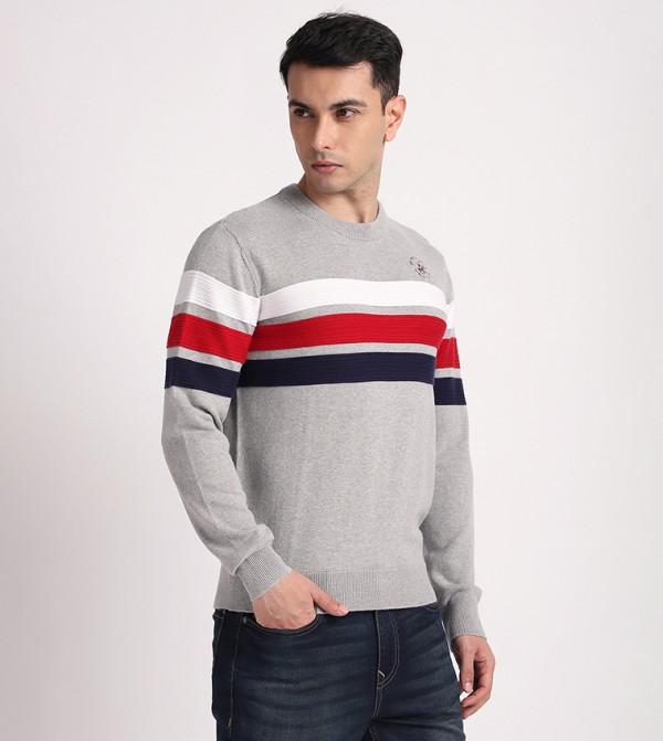 بيفرلي هيلز بولو كلوب  - رمادي Round Neck Sweaters