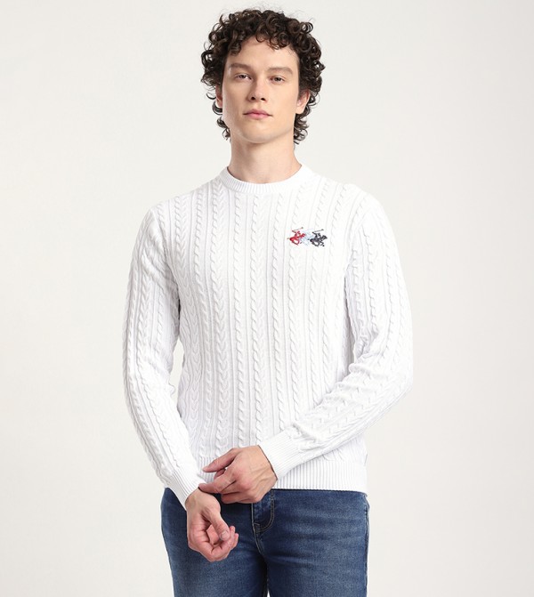 بيفرلي هيلز بولو كلوب  سترات و كارديغانات  - أبيض Round Neck Sweaters