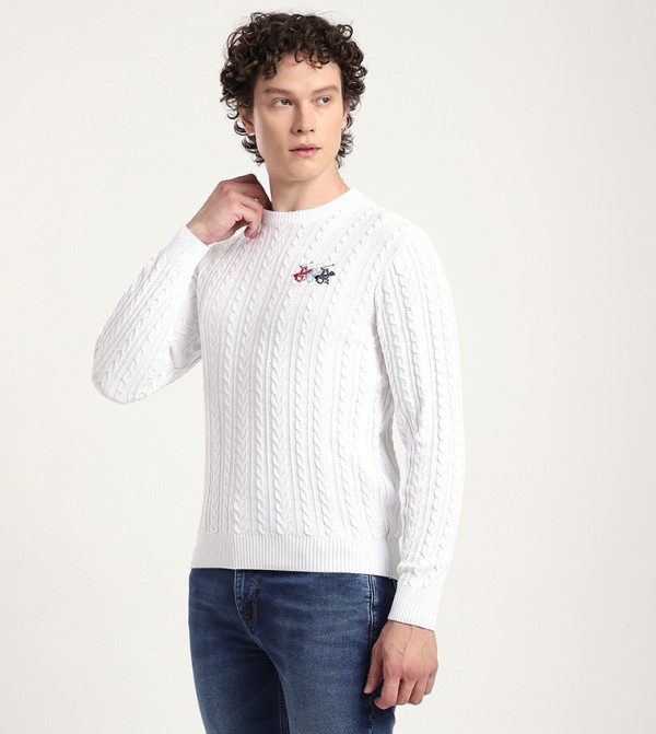 بيفرلي هيلز بولو كلوب  سترات و كارديغانات  - أبيض Round Neck Sweaters