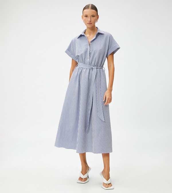 كوتون  - أزرق Shirt & T-Shirt Dresses