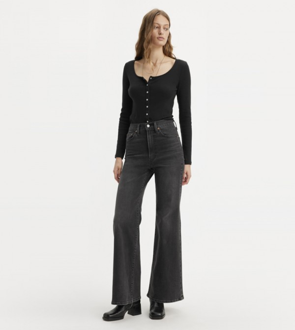 ليفايز  ملابس - أسود Wide Leg Jeans