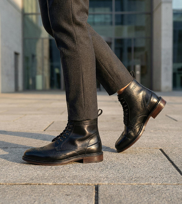 Office  Boots - Black Lace up Boots