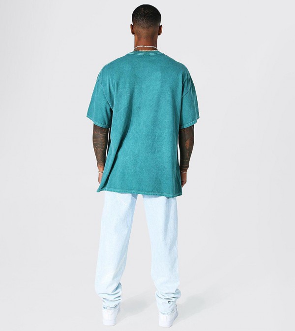 boohooMAN  T-Shirts - Green Round Neck T-Shirts