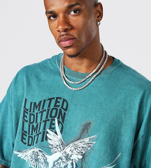 boohooMAN  T-Shirts - Green Round Neck T-Shirts