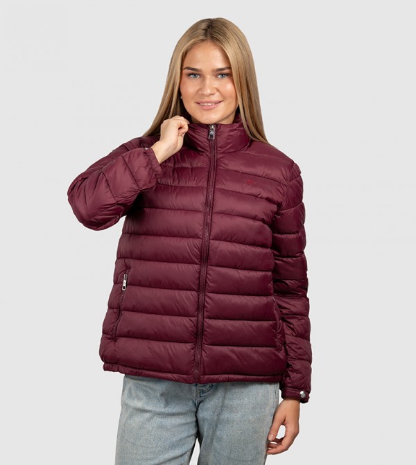 Aeropostale  Puffer & Quilted Jackets - Burgundy Puffer & Quilted Jackets