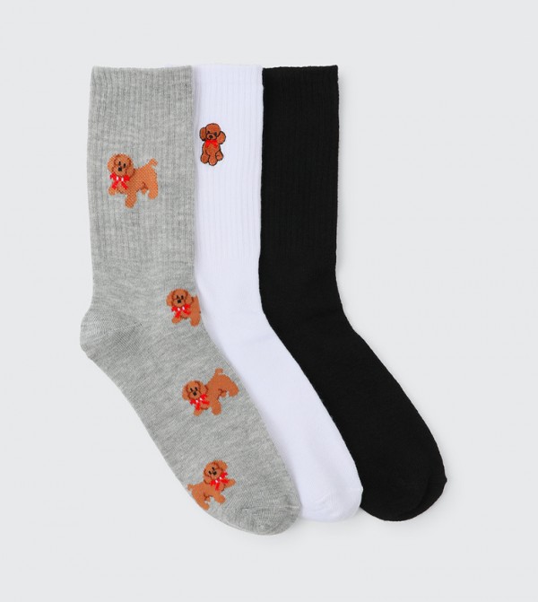 اردين  - رمادي Calf Length Socks