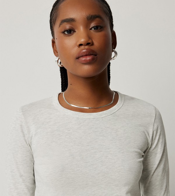 Ardene Long Sleeve T-Shirts - Grey Casual T-Shirts