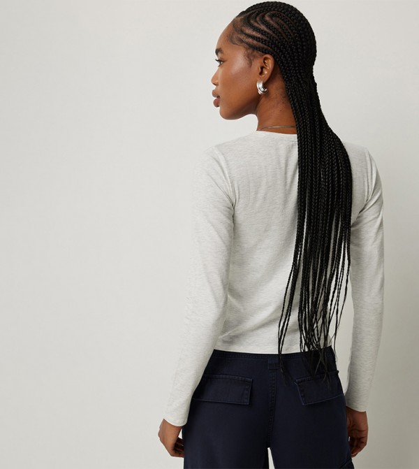 Ardene Long Sleeve T-Shirts - Grey Casual T-Shirts