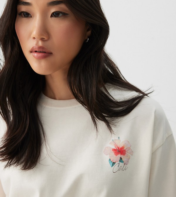 Ardene Ardene - Off White Short Sleeve T-Shirts