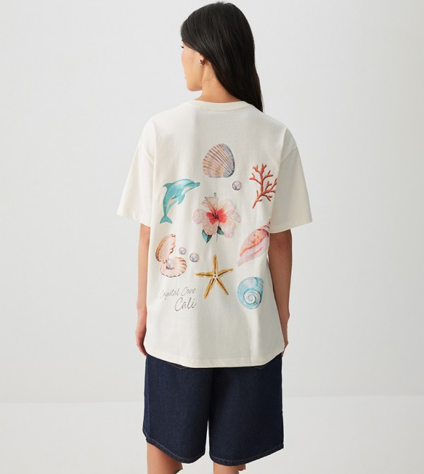 Ardene Ardene - Off White Short Sleeve T-Shirts