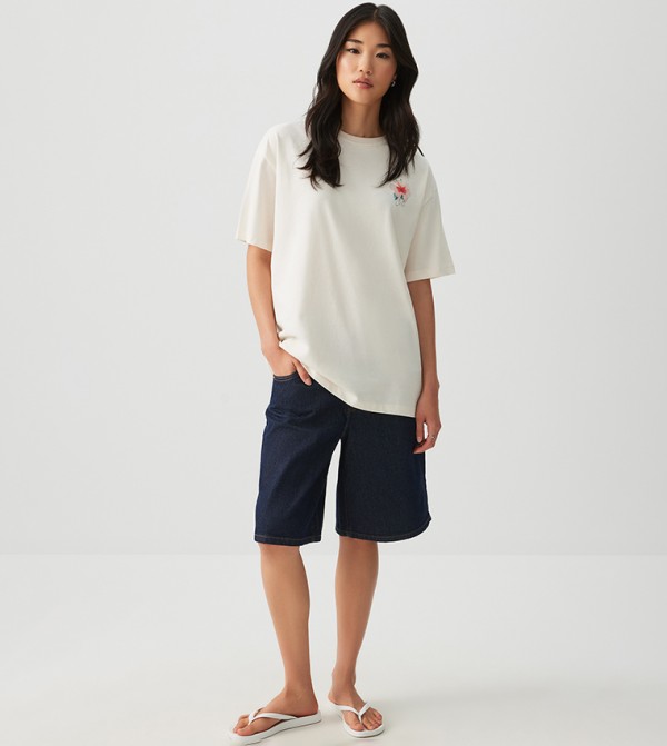 Ardene Ardene - Off White Short Sleeve T-Shirts
