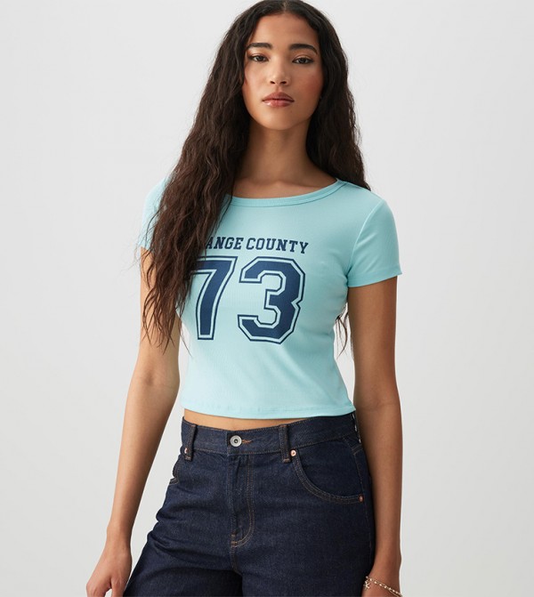 Ardene  Clothing - Blue Short Sleeve T-Shirts