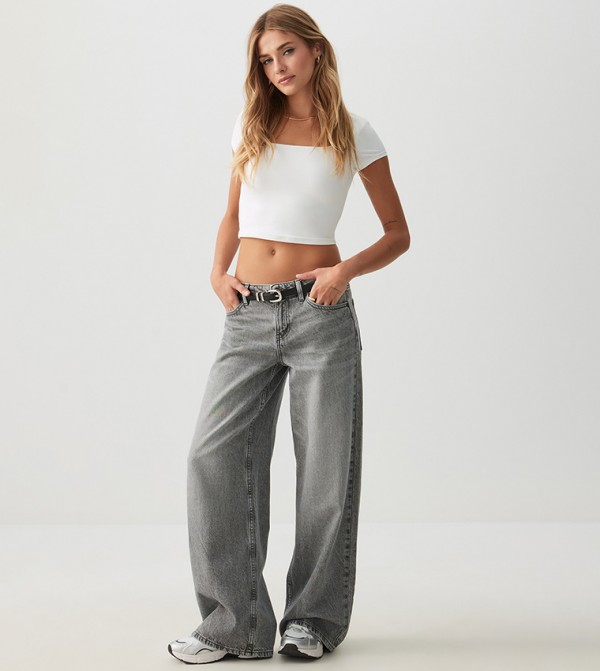 Ardene  Jeans - Grey Wide Leg Jeans