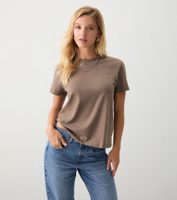 Ardene Ardene - Brown Short Sleeve T-Shirts