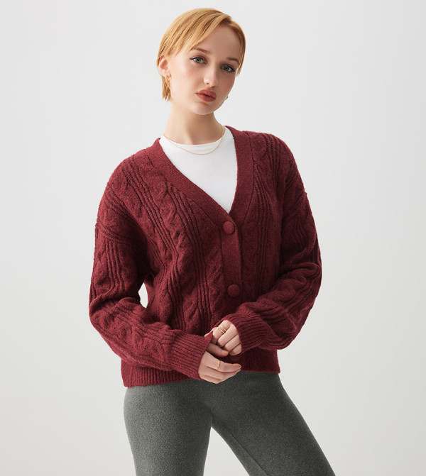Ardene  Clothing - Burgundy Cardigans