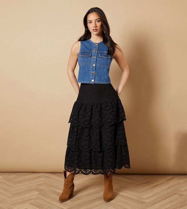 Oasis  Skirts - Black Midi Skirts