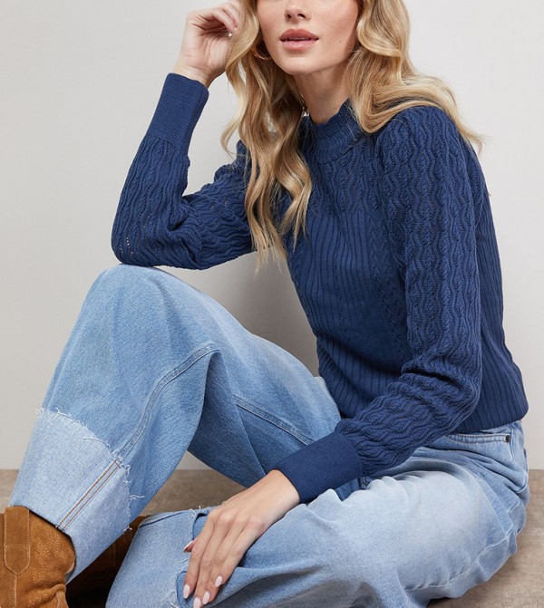 اويسيس   - أزرق Round Neck Sweaters
