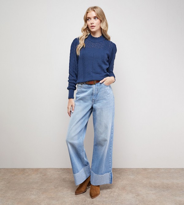 اويسيس   - أزرق Round Neck Sweaters