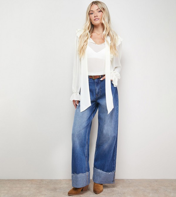Oasis Oasis - Blue Wide Leg Jeans