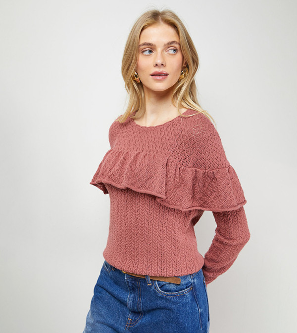 Oasis  Sweaters - Pink Round Neck Sweaters