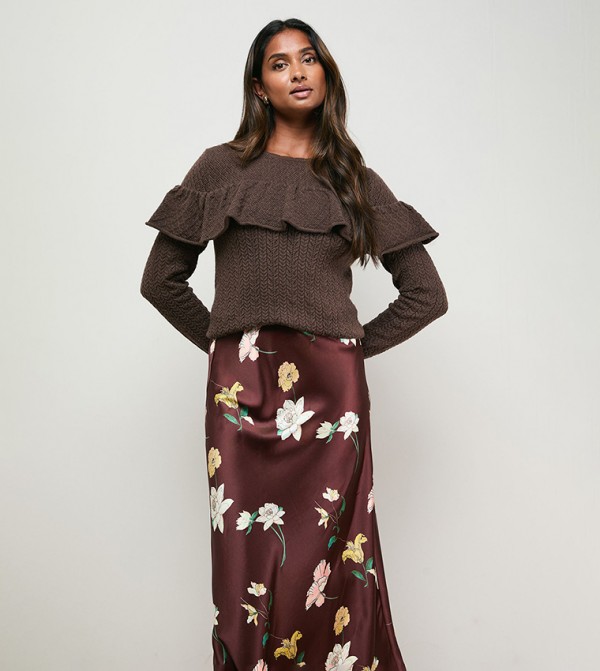 Oasis Sweaters & Cardigans - Brown Round Neck Sweaters