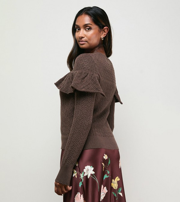 Oasis Sweaters & Cardigans - Brown Round Neck Sweaters