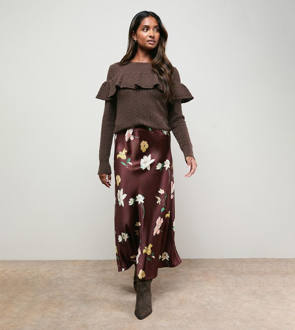 Oasis Sweaters & Cardigans - Brown Round Neck Sweaters