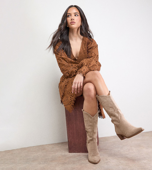 اويسيس  اويسيس - رمادي داكن Mid Calf Boots