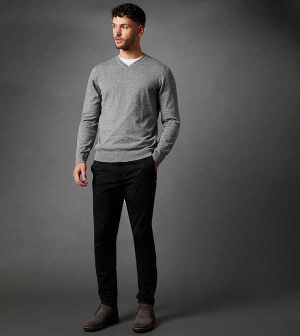 Burton  - Grey V-neck Sweaters
