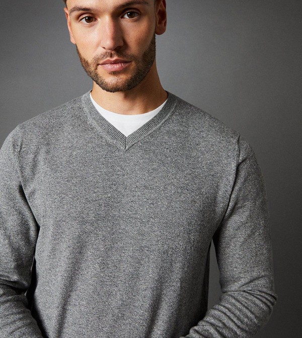 Burton  - Grey V-neck Sweaters