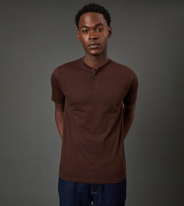 Burton  T-Shirts - Brown Round Neck T-Shirts