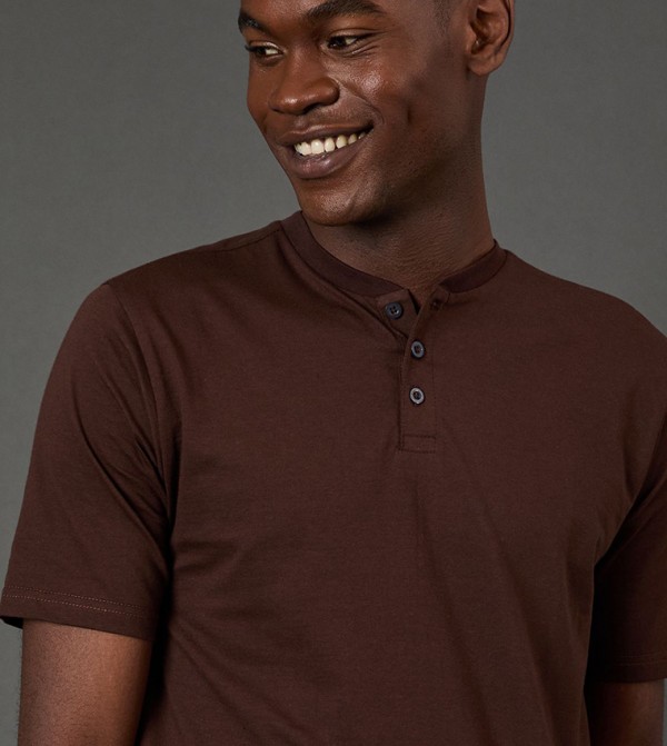 Burton  T-Shirts - Brown Round Neck T-Shirts