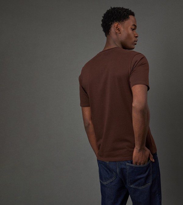 Burton  T-Shirts - Brown Round Neck T-Shirts