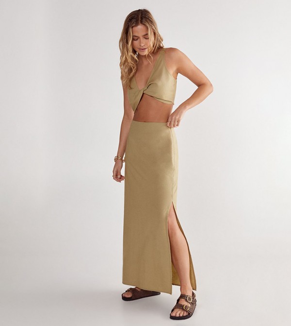 ناستي غال  - زيتي  Maxi Skirts