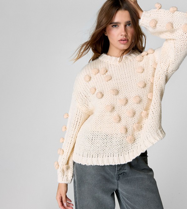 Nasty Gal Nasty Gal - Beige Round Neck Sweaters