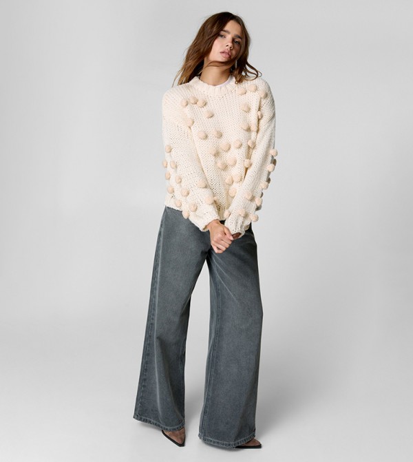 Nasty Gal Nasty Gal - Beige Round Neck Sweaters