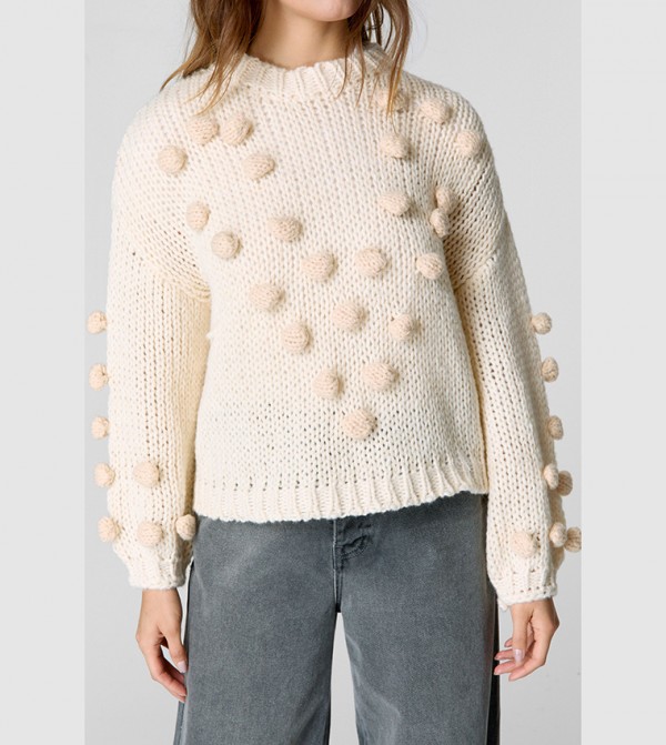 Nasty Gal Nasty Gal - Beige Round Neck Sweaters